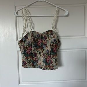 Cider Floral Camisole with Pearl Straps